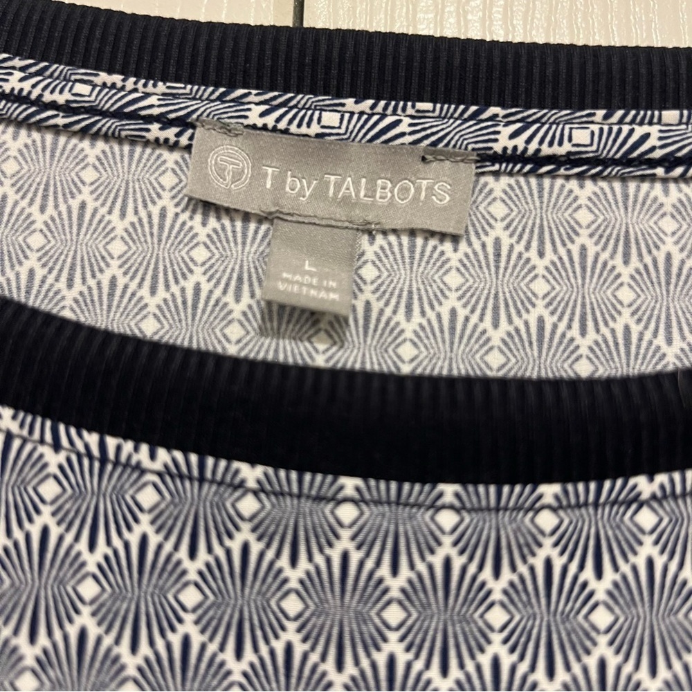 T by Talbots Zip Pocket Adjustable Waist Geometric Midi Dress Womens Size Large - Picture 8 of 9
